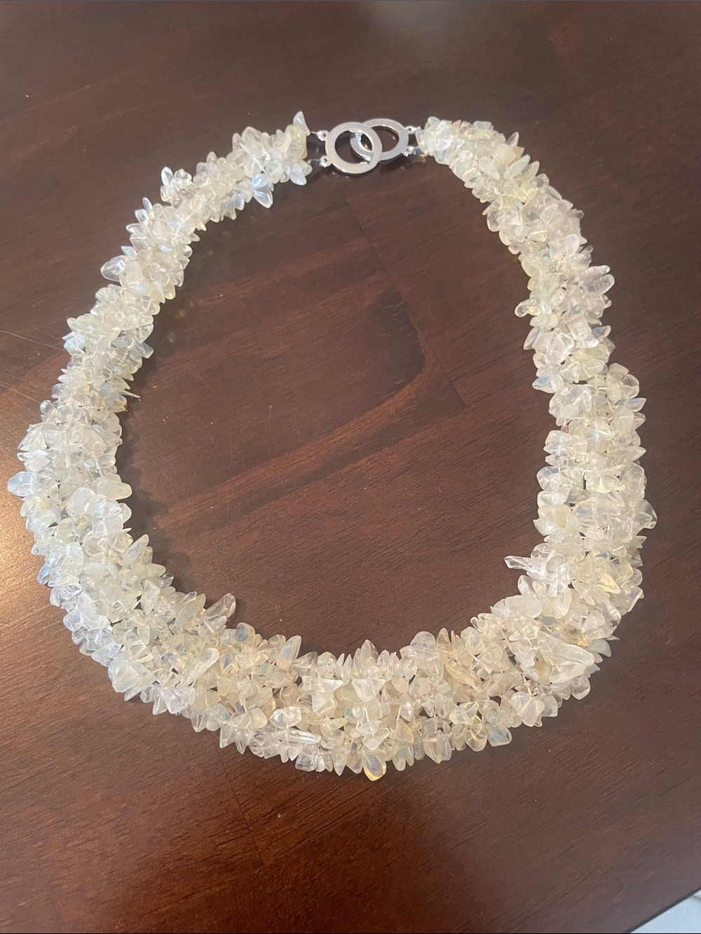 Wired stone necklace 18 inches long 1 1/2 wide yellow tint